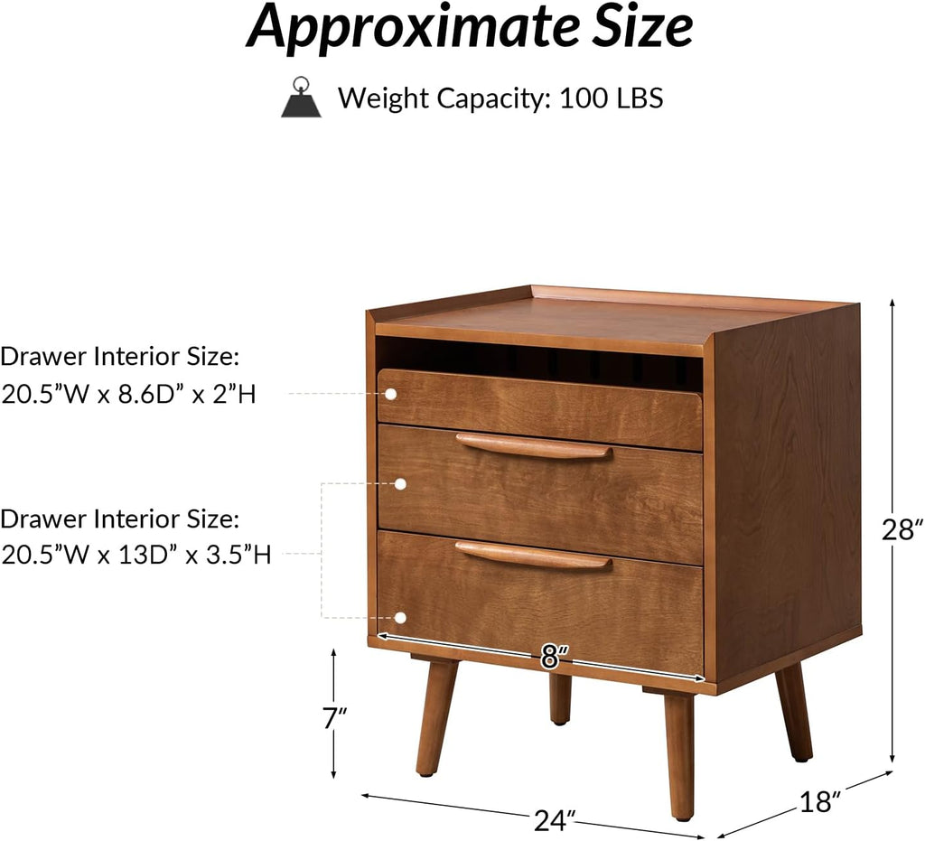 Acorn Charging 2-Drawer Pull Out Side Table