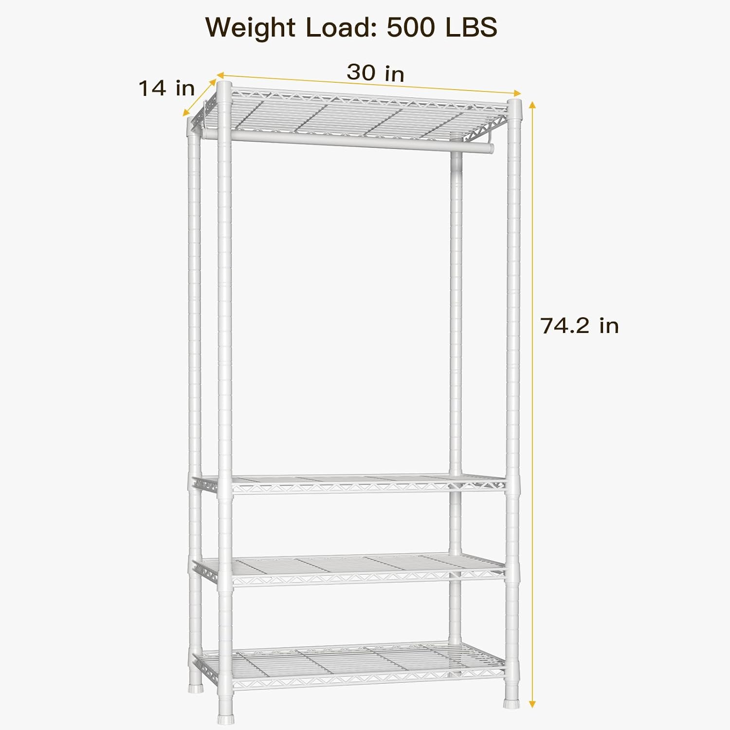 White 4-Tier Heavy Duty Freestanding Garment Rack