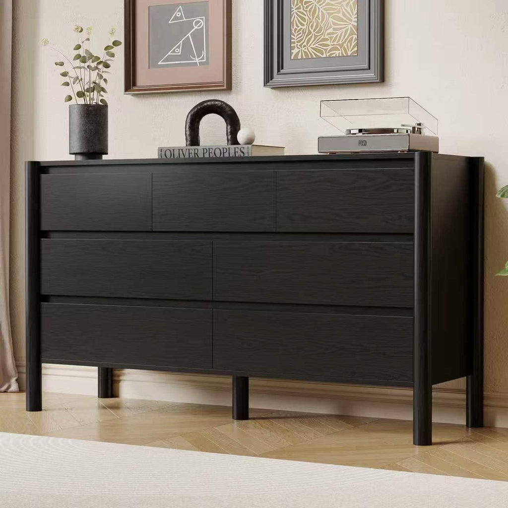 Walnut Wood Leg Concealed Handle Dresser