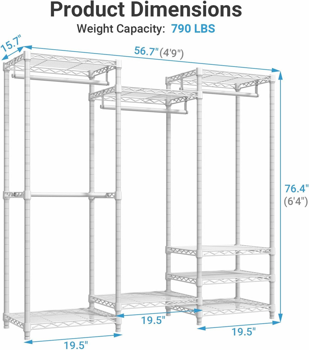 White Frame Black Cover Adjustable Garment Rack