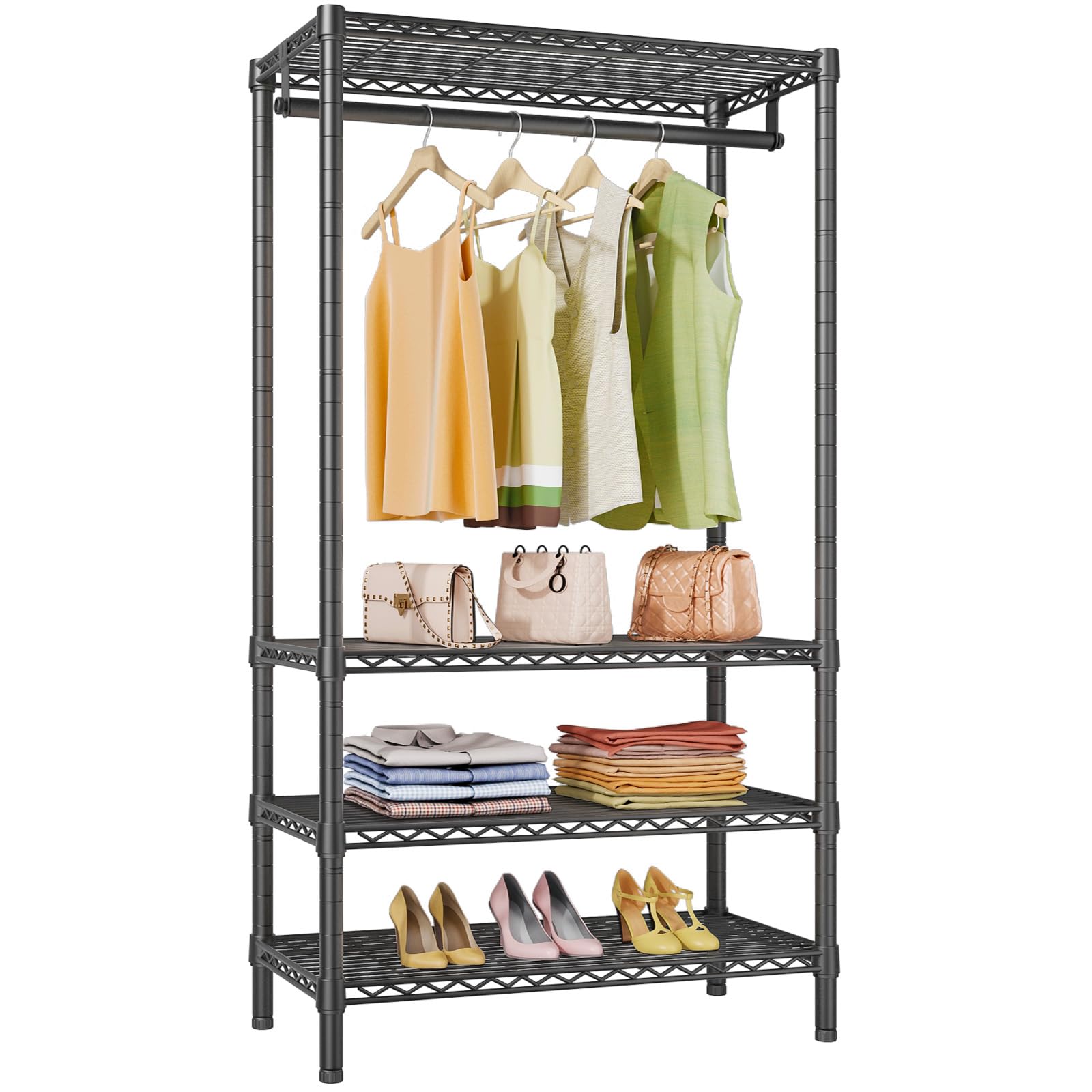 Black 4-Tier Wire Heavy Duty Garment Rack
