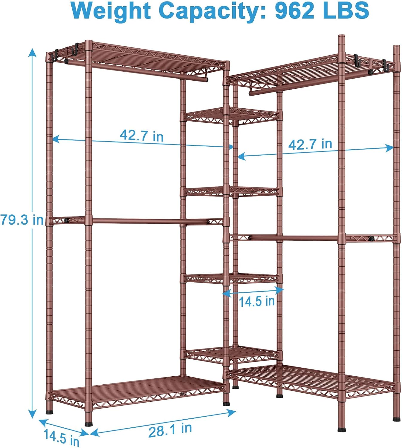 Bronze L-Shaped Heavy Duty Garment Rack