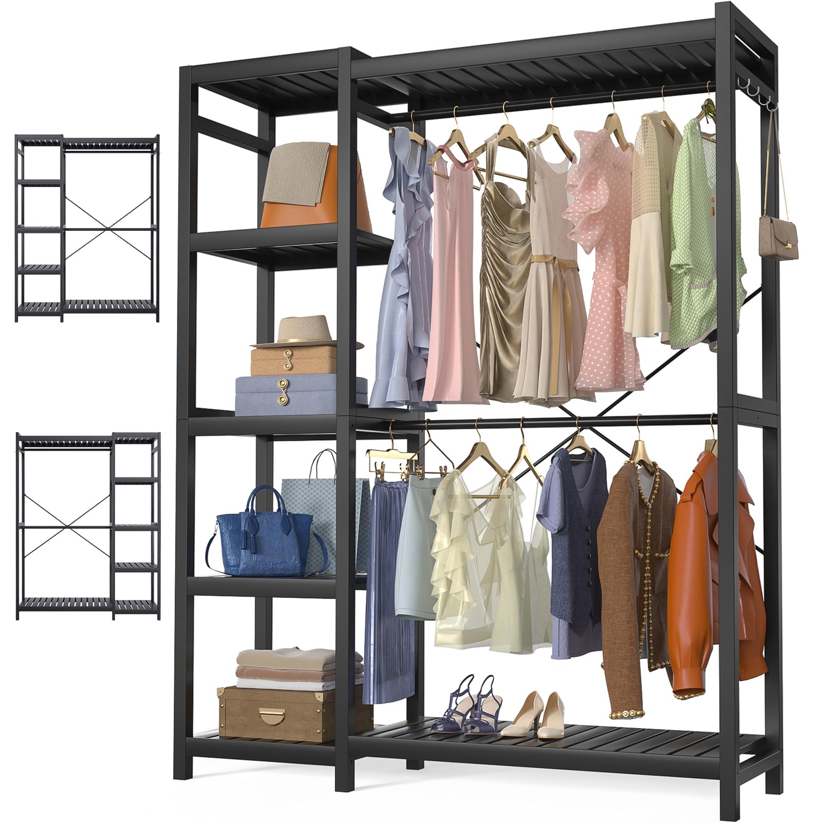Espresso Bamboo Double Rod Garment Rack