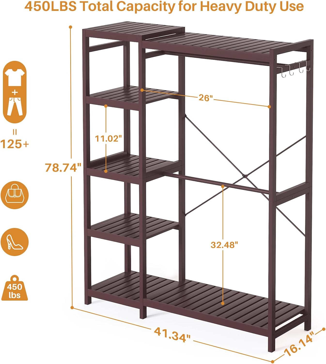 Espresso Bamboo Double Rod Garment Rack