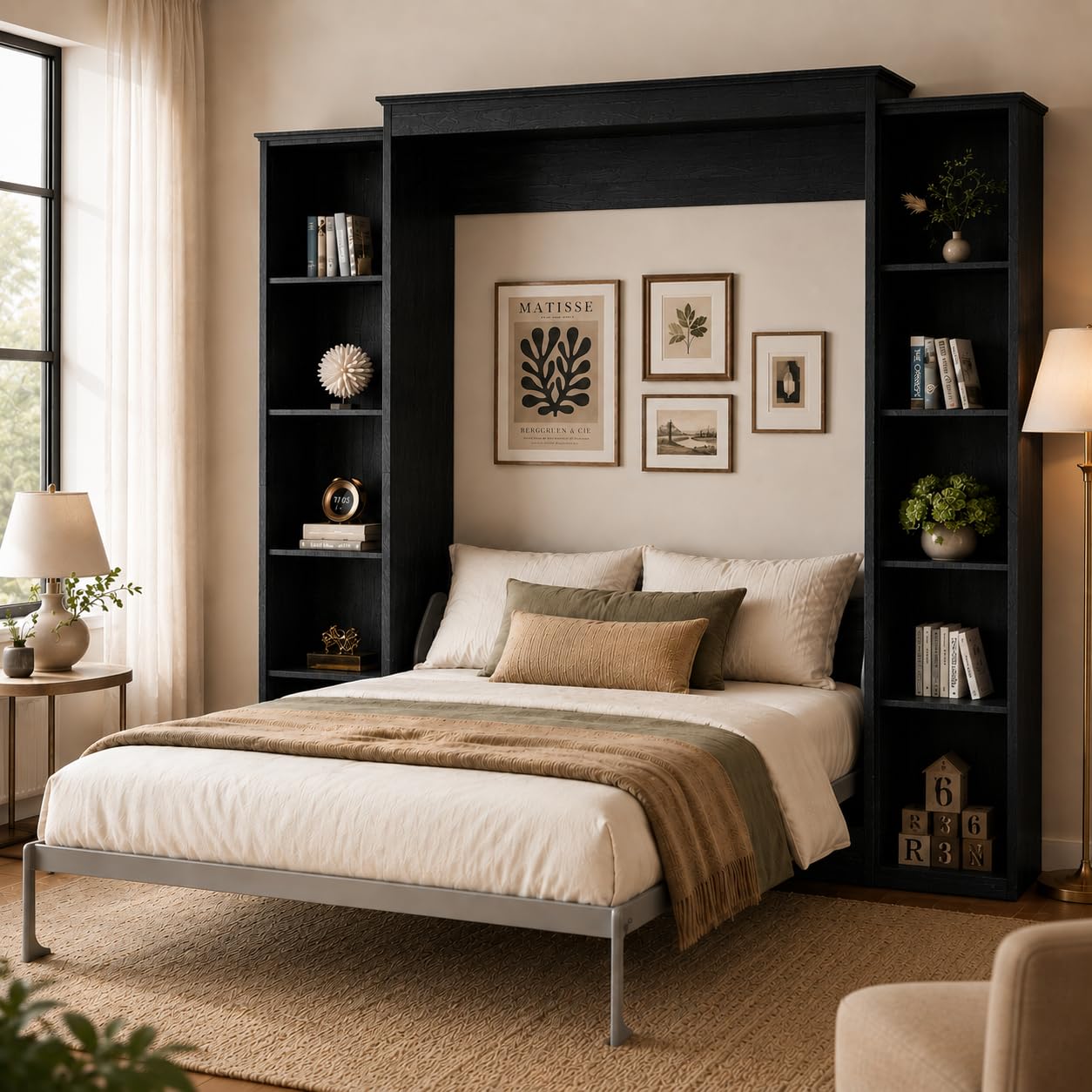 Natural Wood Queen Foldable Wall Murphy Bed