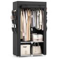 White Covered Multi-Shelf Portable Wardrobe