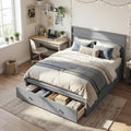 Walnut Twin Wood Drawer Storage Bed Frame