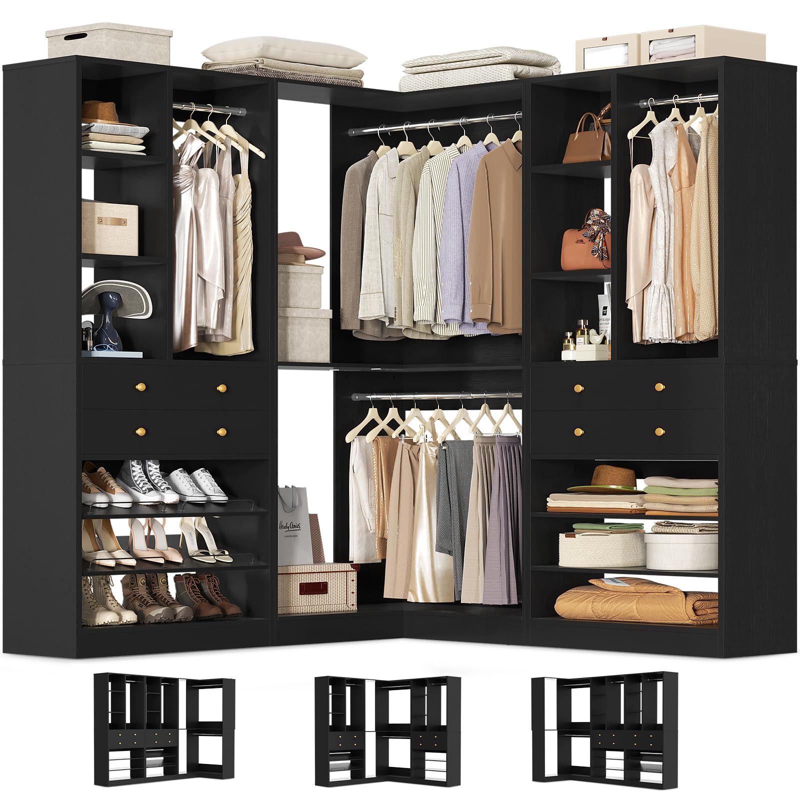 White Reversible L-Shaped Corner Closet System