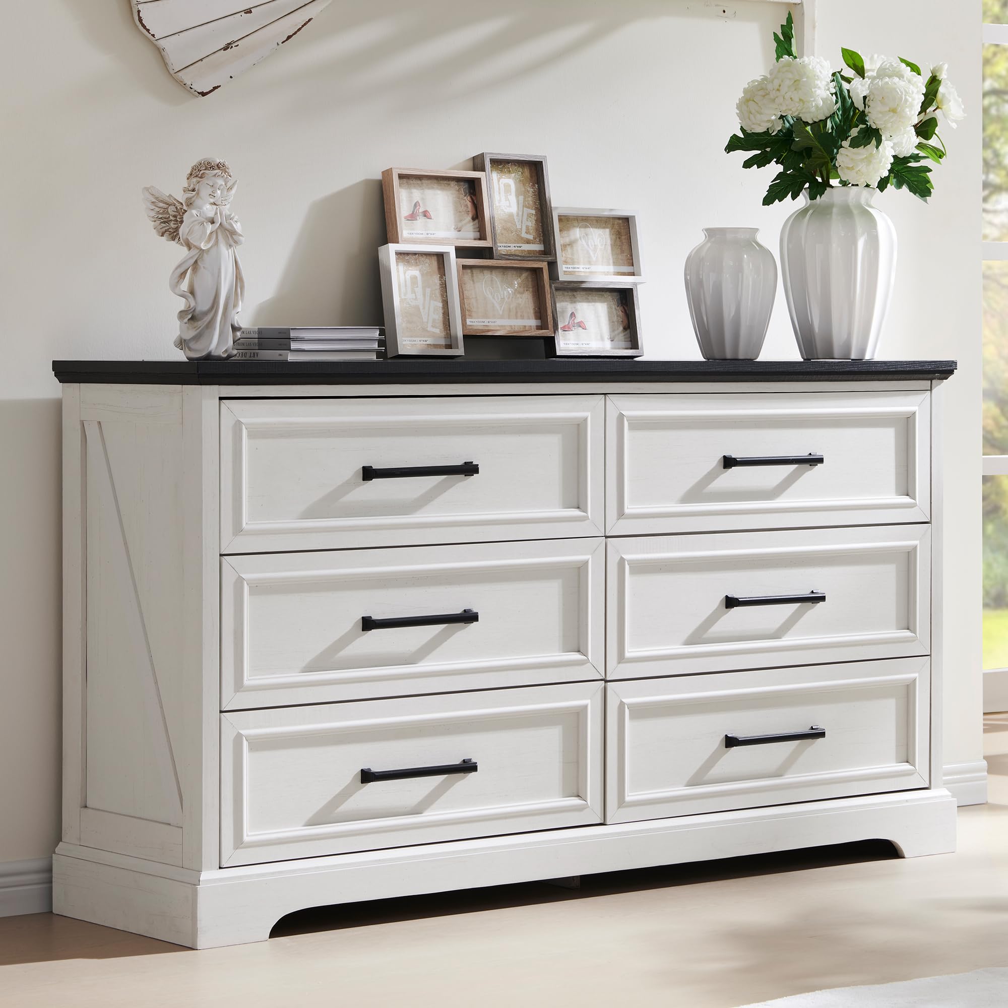 Off White Farmhouse 9-Drawer Storage Dresser