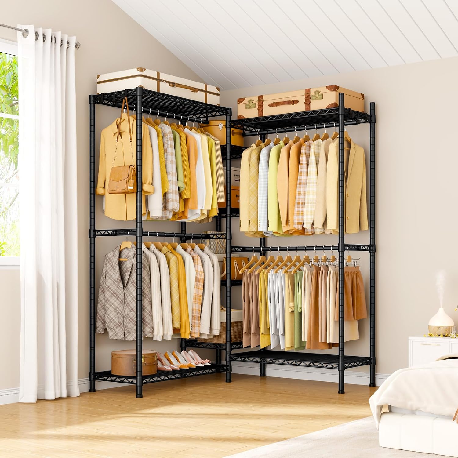 Black L-Shaped Heavy Duty Corner Garment Rack