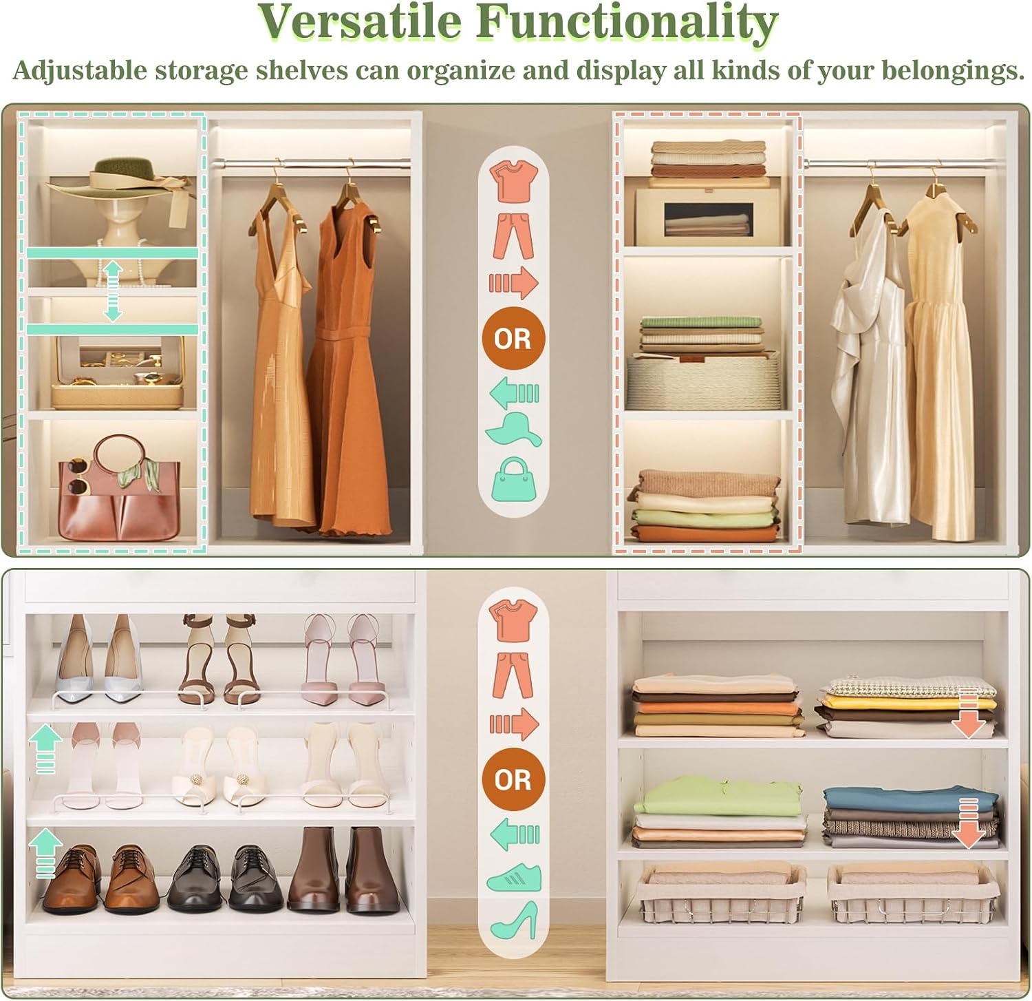 White Reversible L-Shaped Corner Closet System