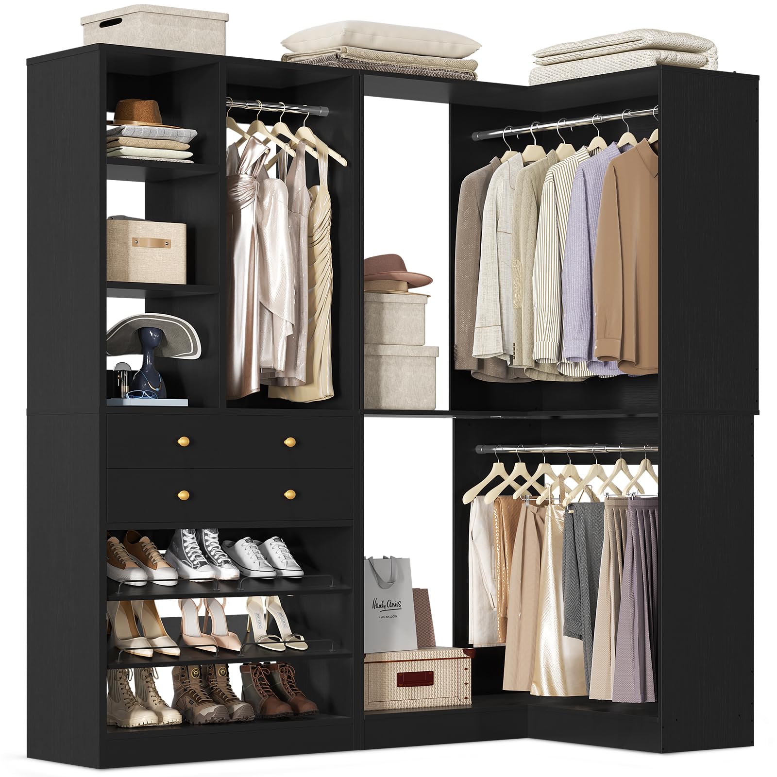 White Reversible L-Shaped Corner Closet System