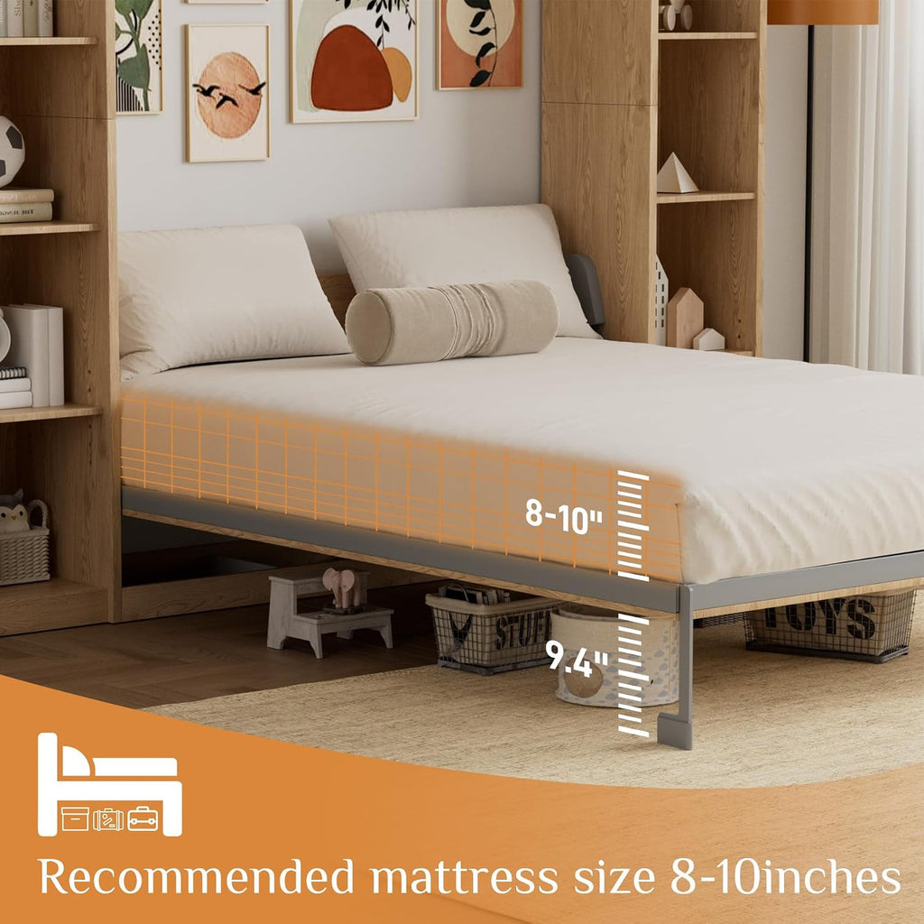 Natural Wood Queen Foldable Wall Murphy Bed