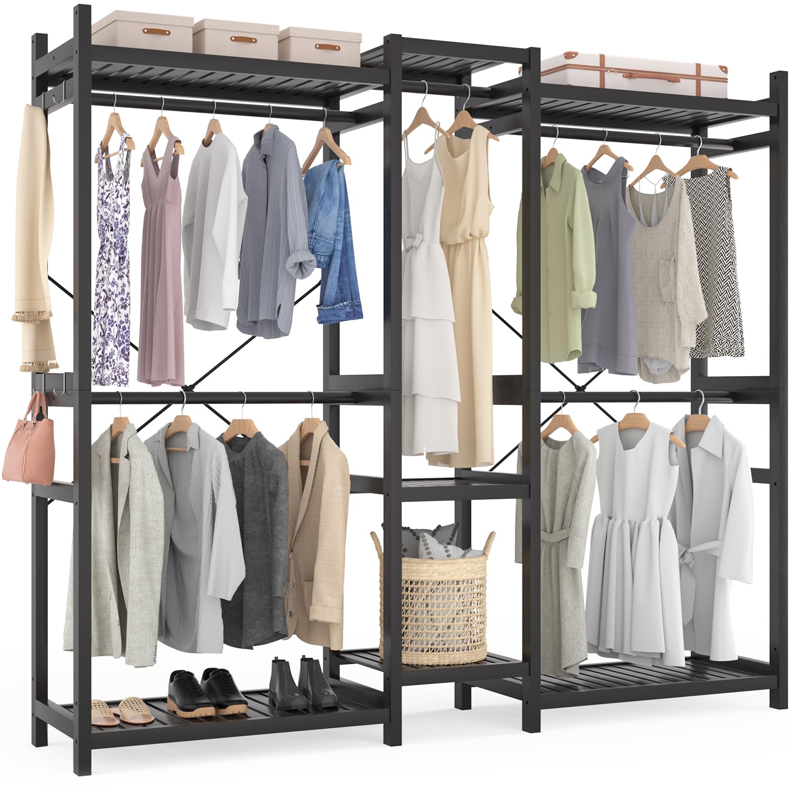 Espresso Bamboo Double Rod Garment Rack