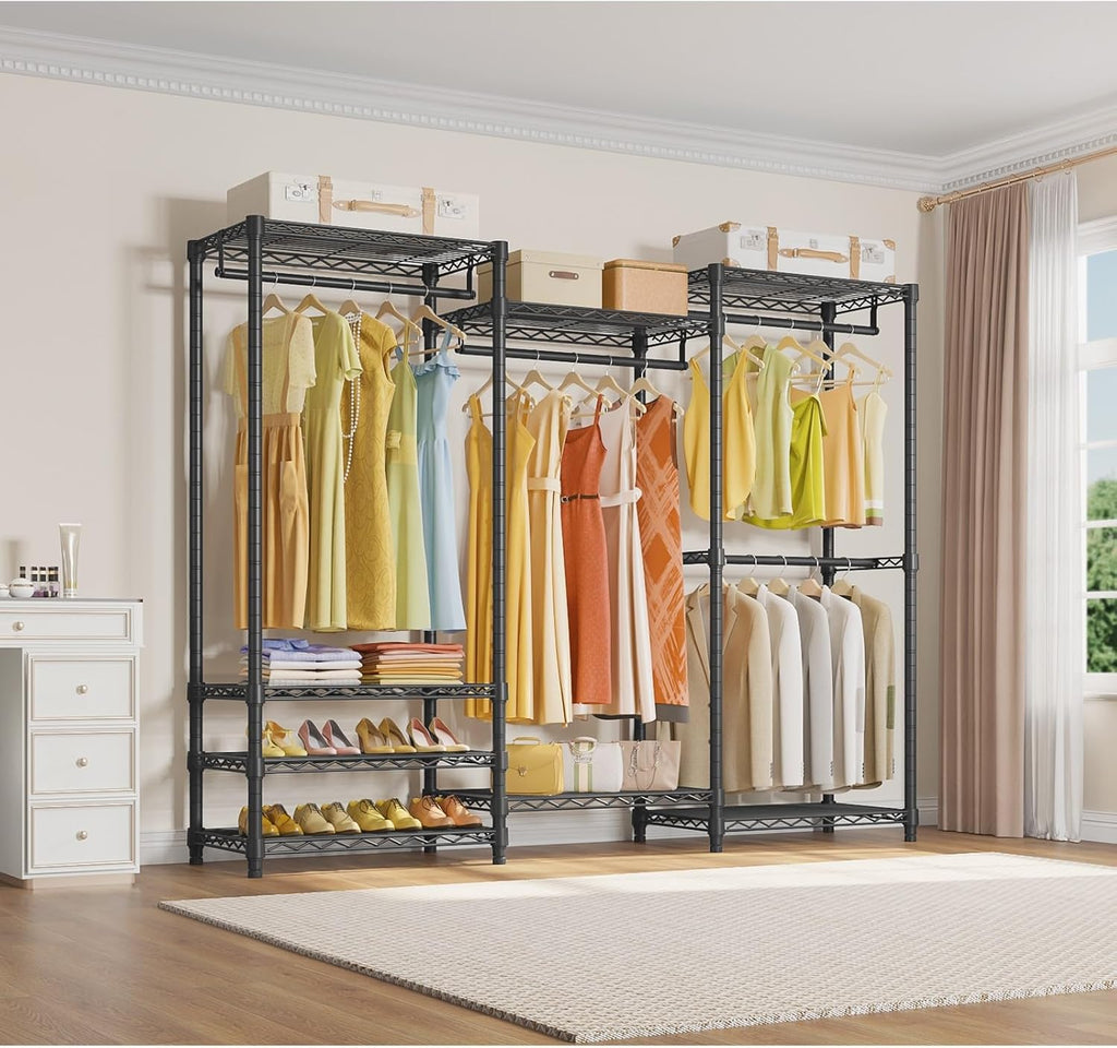 Black Adjustable Multi-Shelf Heavy Garment Rack