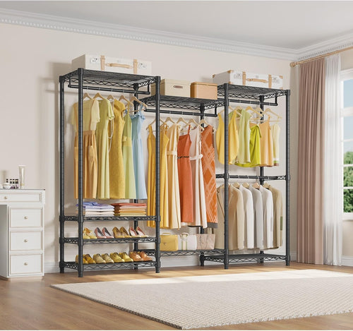 Black Adjustable Multi-Shelf Heavy Garment Rack