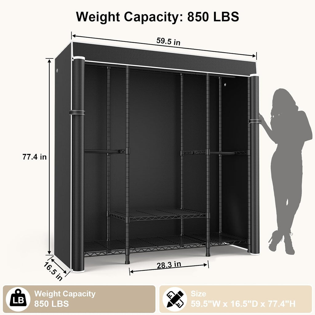 Black Covered 850 LBS Metal Garment Rack
