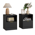 Walnut Fluted 2-Drawer Nightstand Set of 2