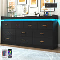 Black LED Charging 7-Drawer Modern Dresser