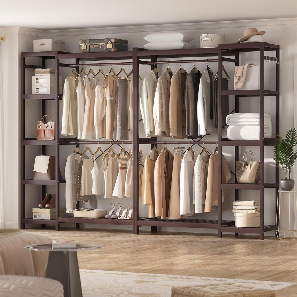 Espresso Bamboo Double Rod Garment Rack