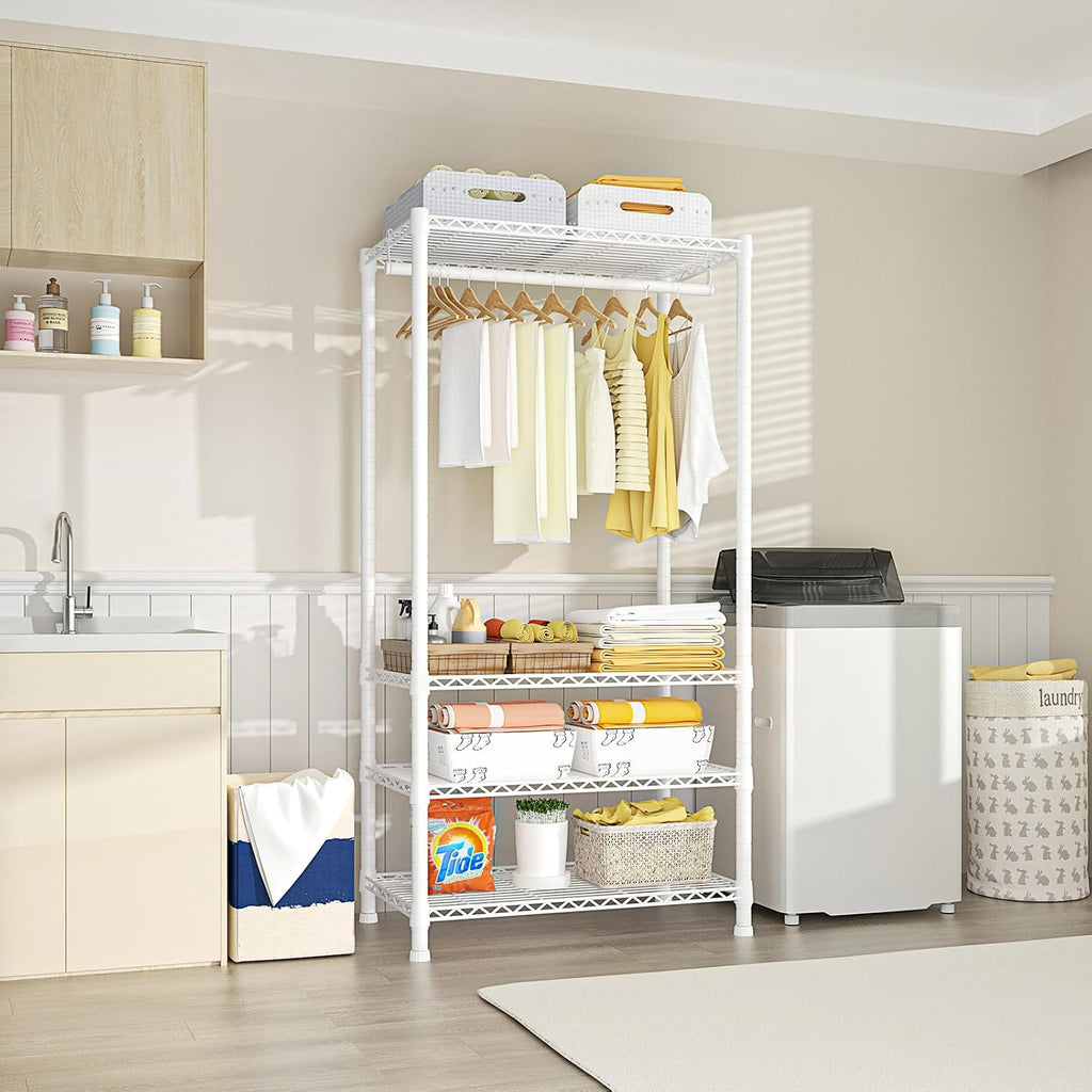 White 4-Tier Heavy Duty Freestanding Garment Rack