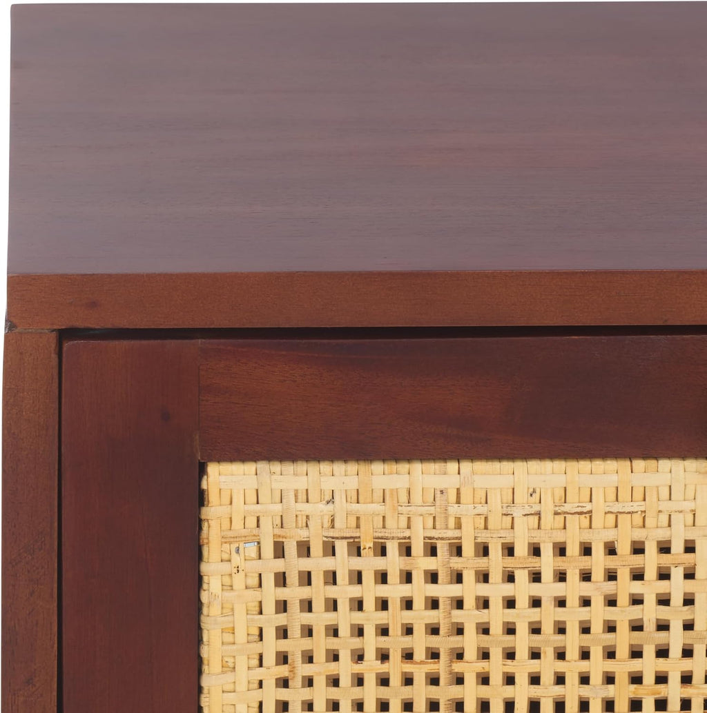 Natural Wood Rattan 2-Drawer Nightstand