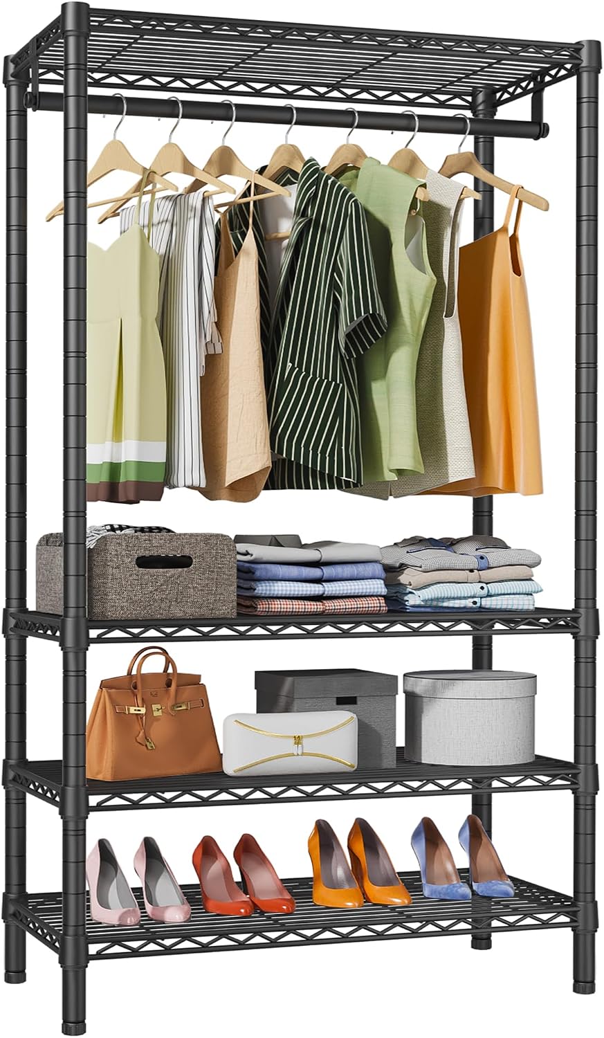 Black 4-Tier Wire Heavy Duty Garment Rack