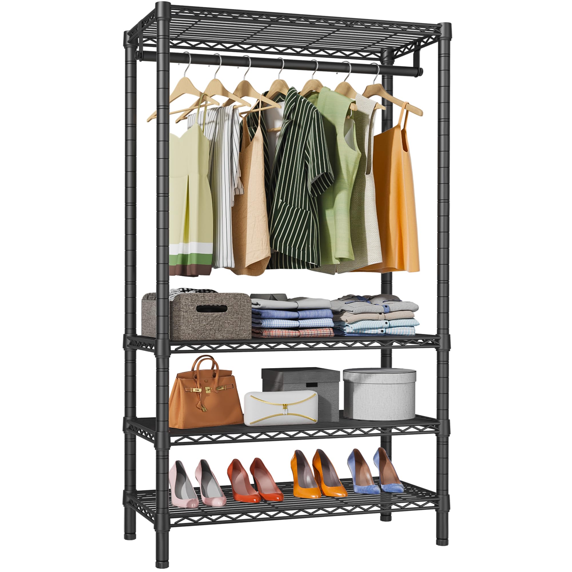 Black 4-Tier Wire Heavy Duty Garment Rack