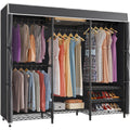 White Frame Black Cover Adjustable Garment Rack