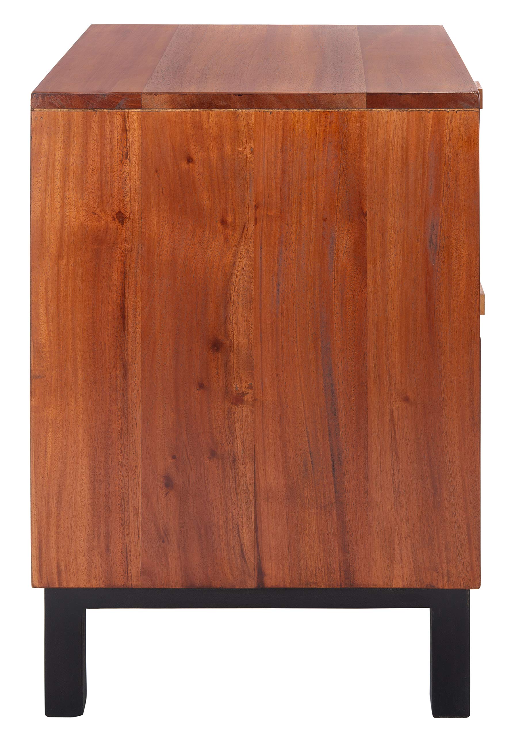 Natural Wood Rattan 2-Drawer Nightstand