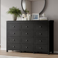 Modern Wood 6-Drawer Metal Handle Dresser