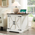 Natural Rattan Barn Door Farmhouse Side Table