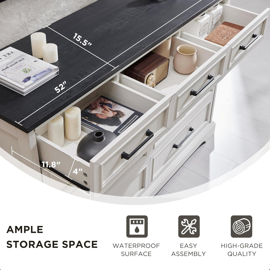 Off White Farmhouse 9-Drawer Storage Dresser