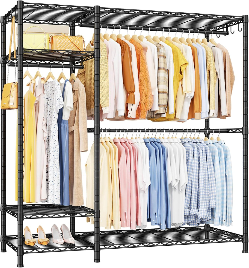 Black 6-Tier Heavy Duty Freestanding Garment Rack
