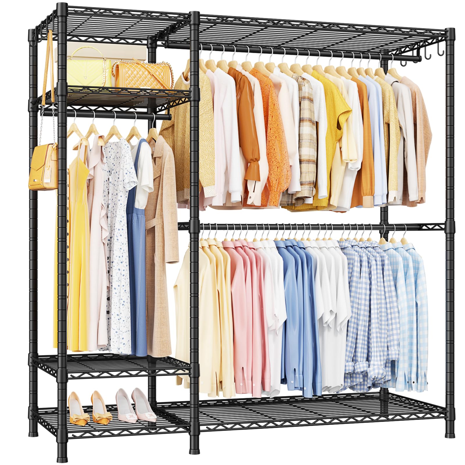 Black 6-Tier Heavy Duty Freestanding Garment Rack