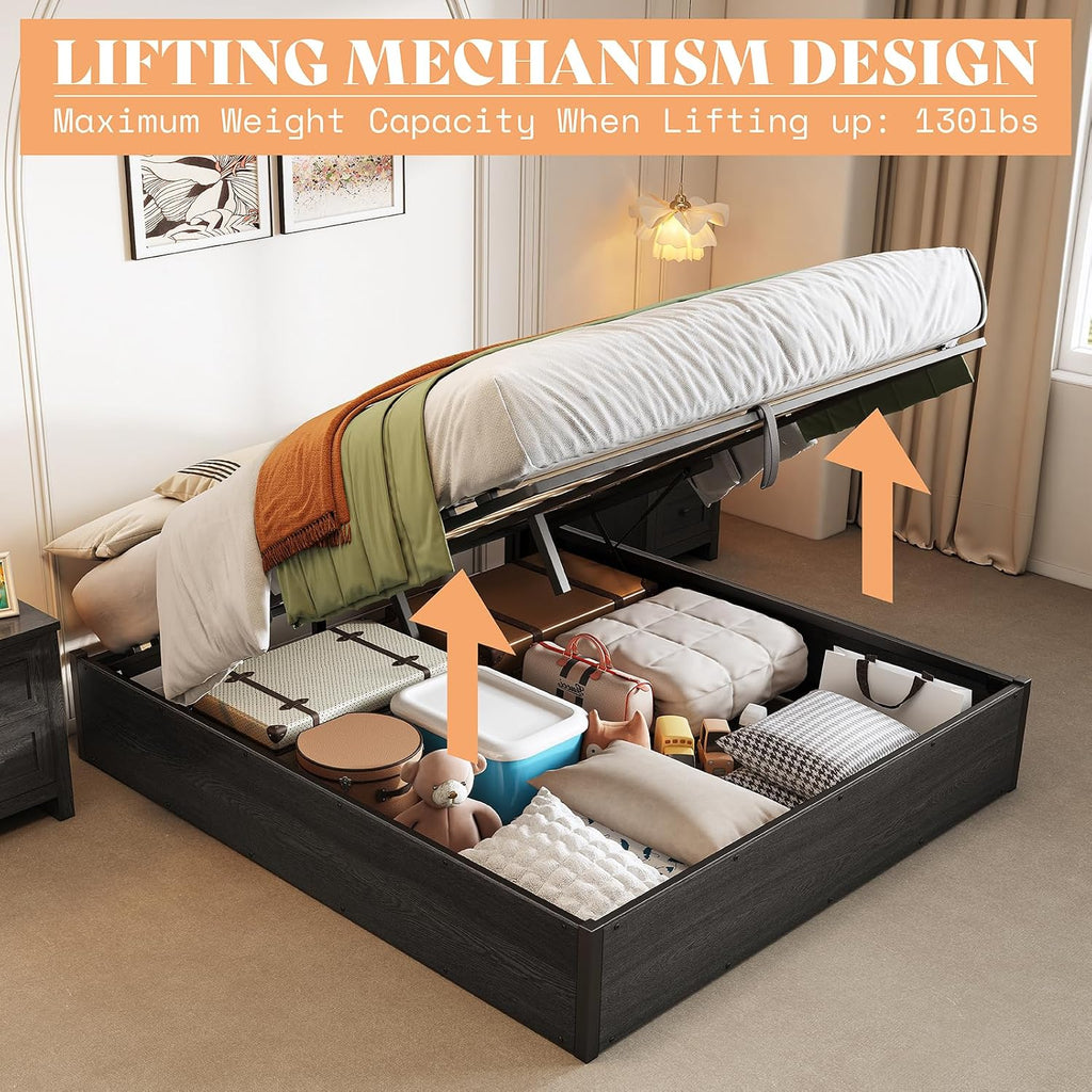 Dark Oak Full Lift Storage Platform Bed