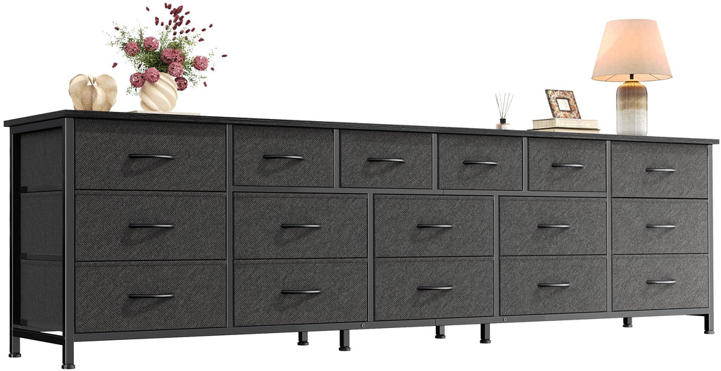 Rustic Brown 16-Drawer Wide Fabric Dresser