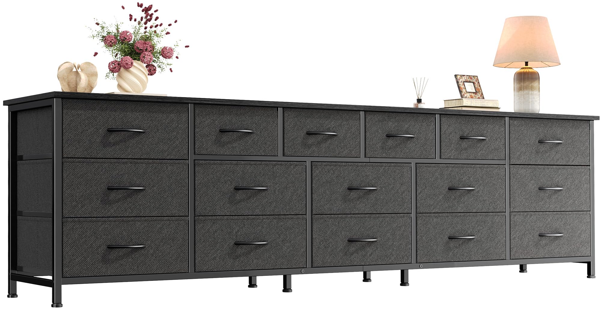 Rustic Brown 16-Drawer Wide Fabric Dresser