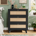 Boho Rattan 3-Drawer Charging Nightstand