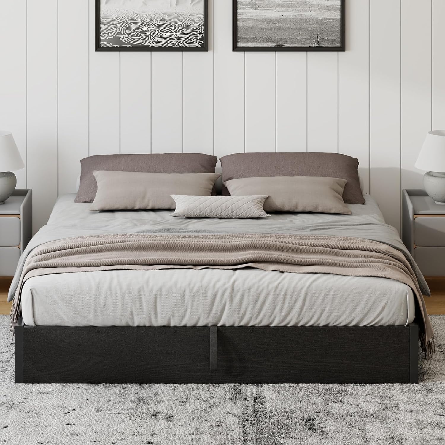 Black Queen Metal Lift Storage Bed Frame