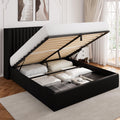 White Velvet Wingback Hydraulic Storage Bed