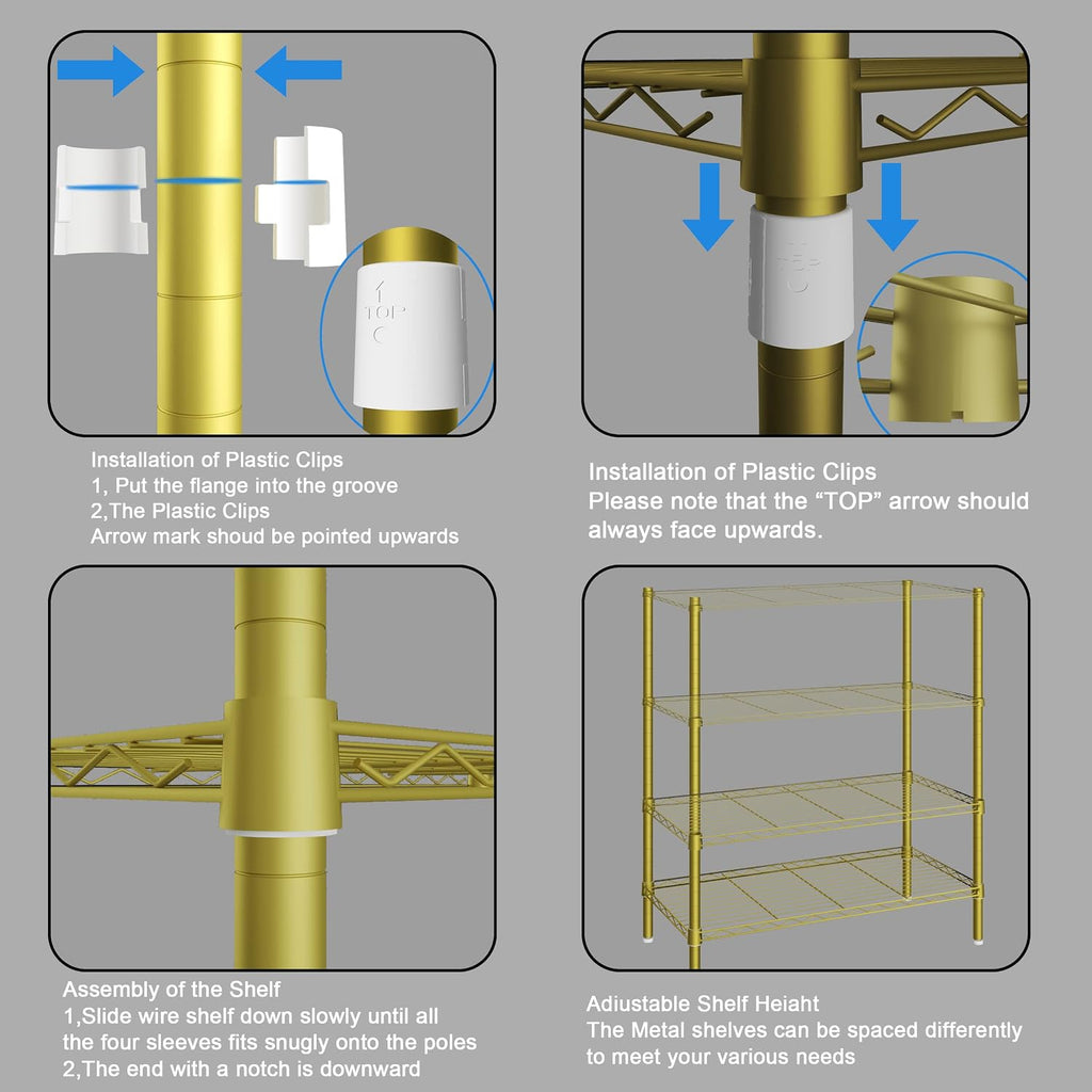 Gold 6-Tier Heavy Duty Metal Garment Rack