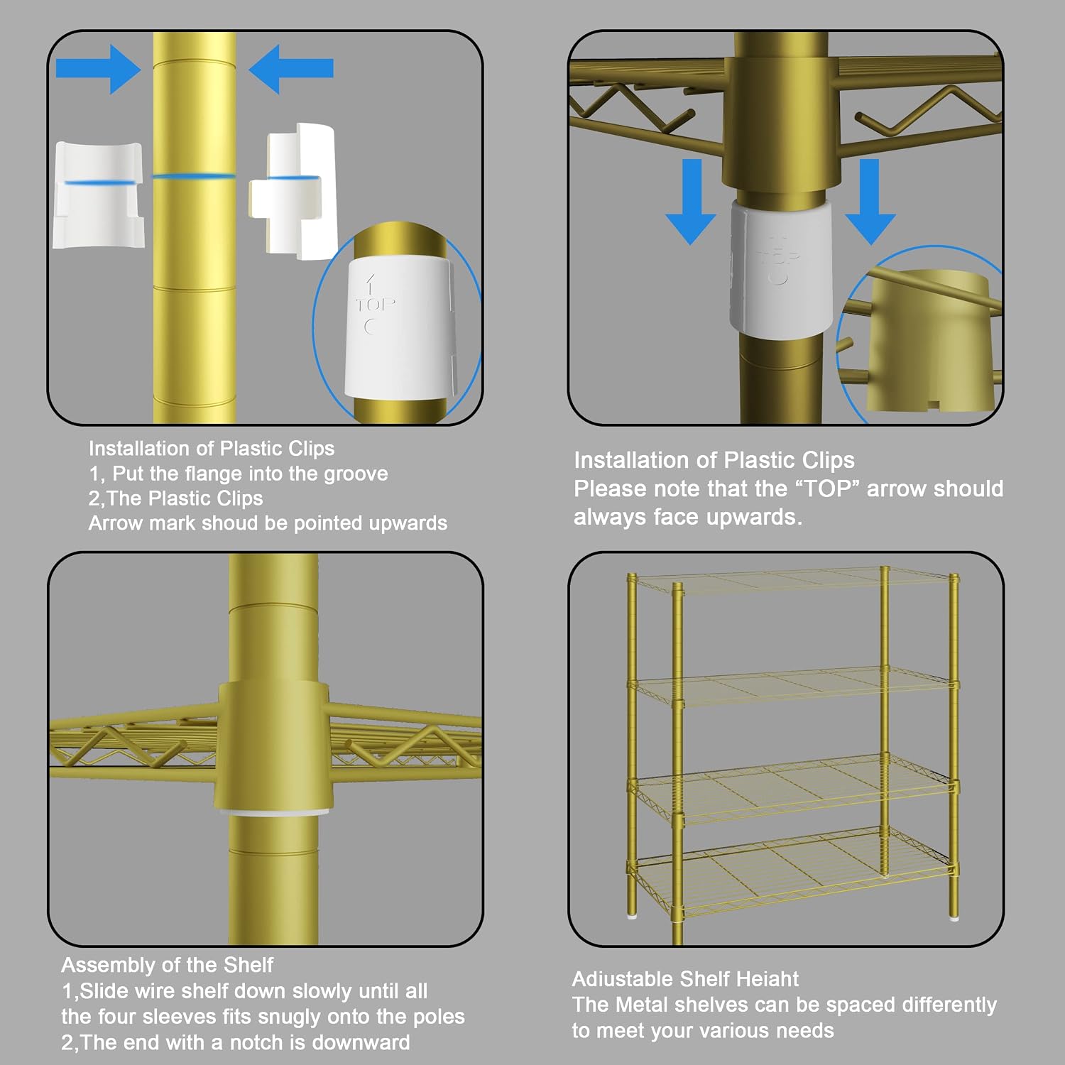 Gold 6-Tier Heavy Duty Metal Garment Rack