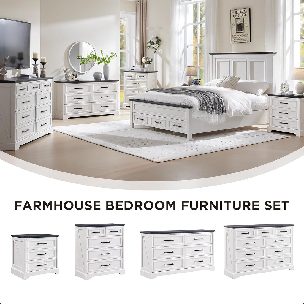 Off White Farmhouse 9-Drawer Storage Dresser