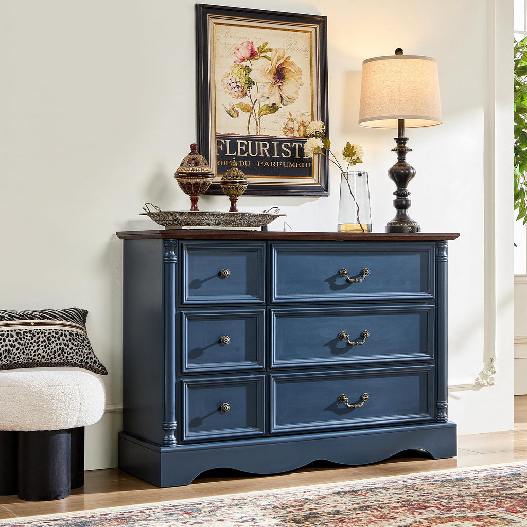 Vintage Farmhouse 9-Drawer Charging Dresser