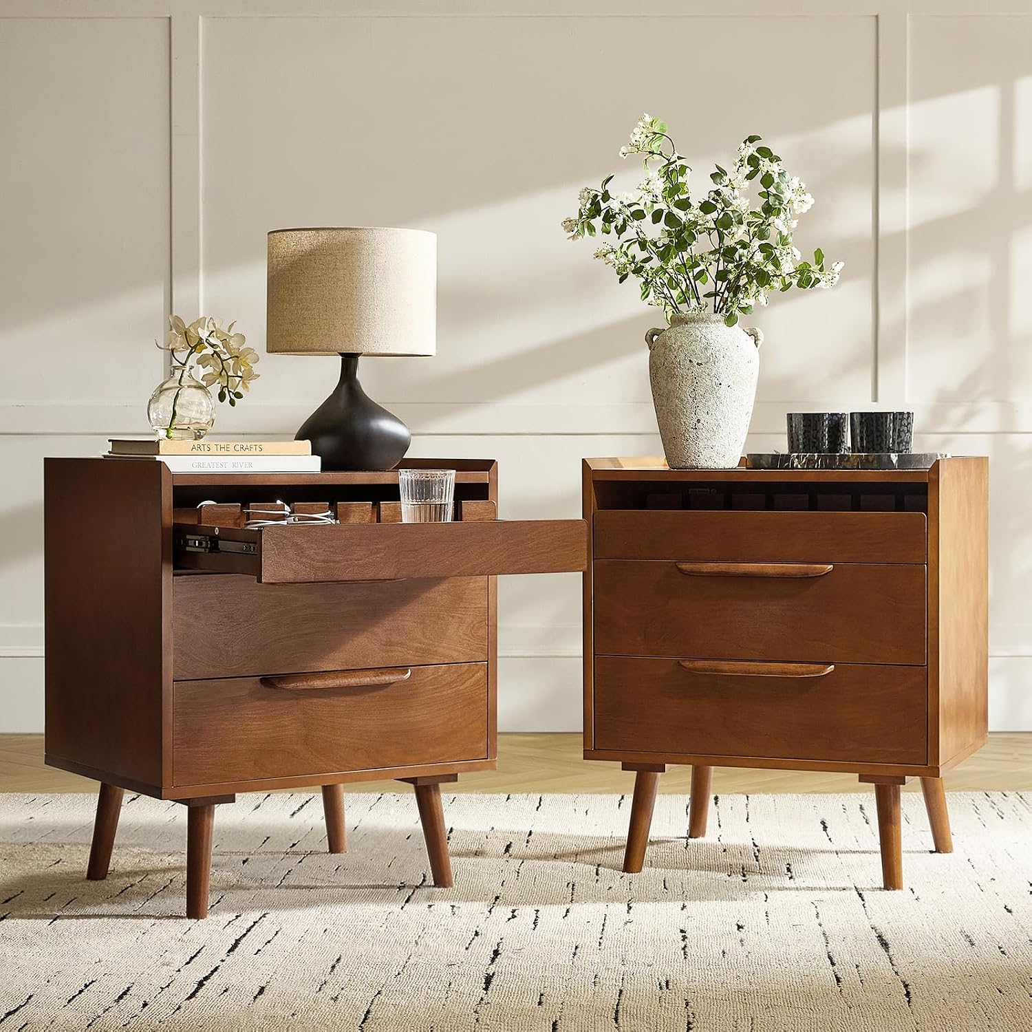Acorn Mid Century Charging End Table Set of 2