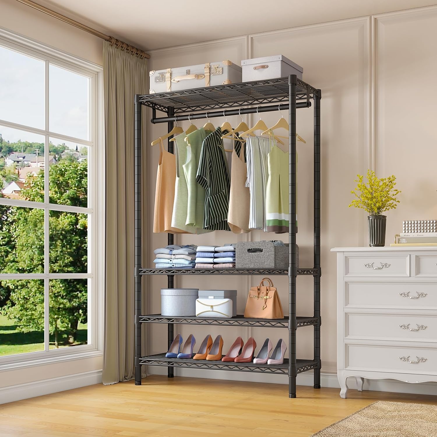 Black 4-Tier Wire Heavy Duty Garment Rack