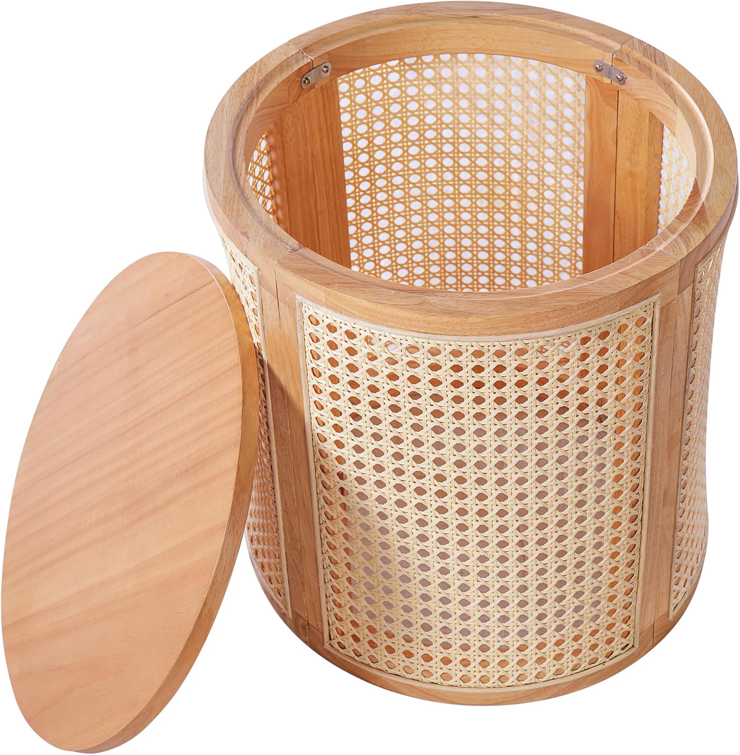 Natural Rattan Woven Round Rubber Wood Side Table