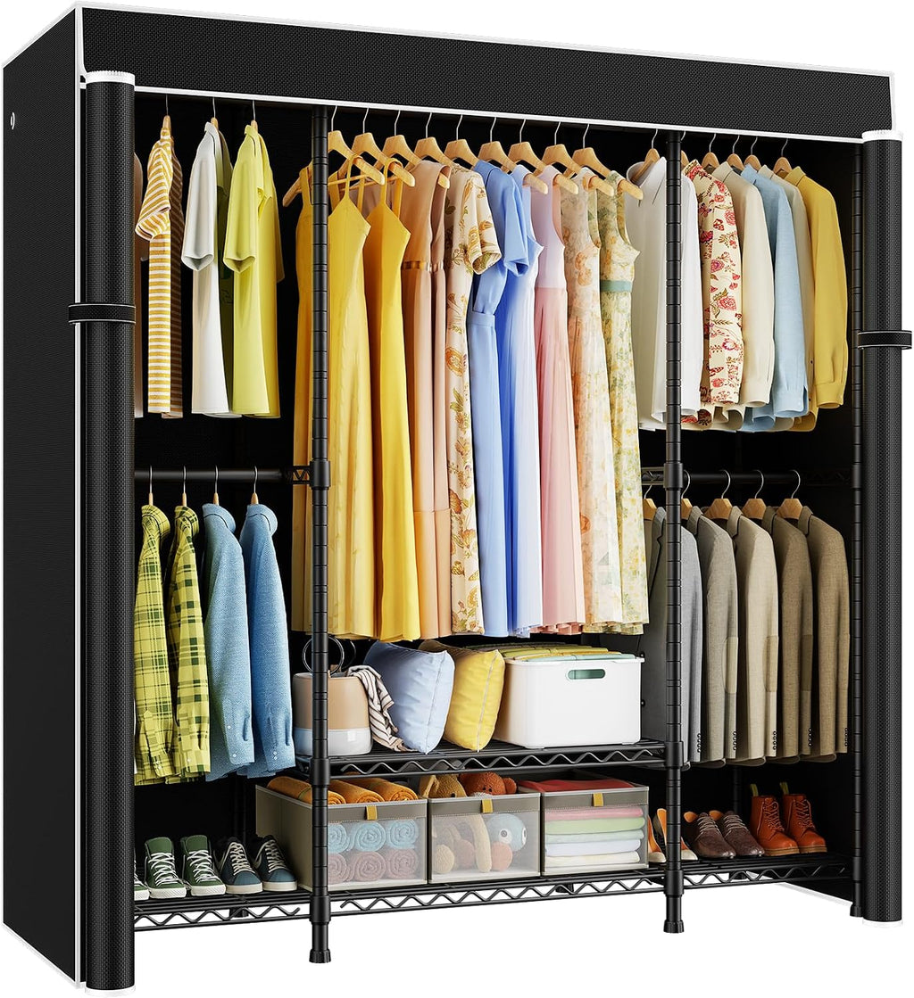 Black Covered 850 LBS Metal Garment Rack