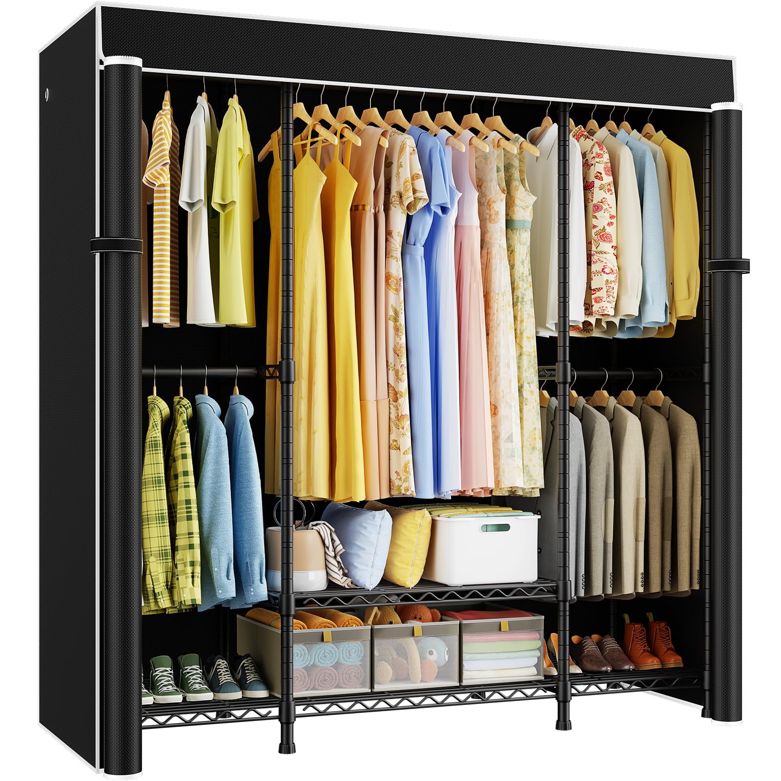 Black Covered 850 LBS Metal Garment Rack